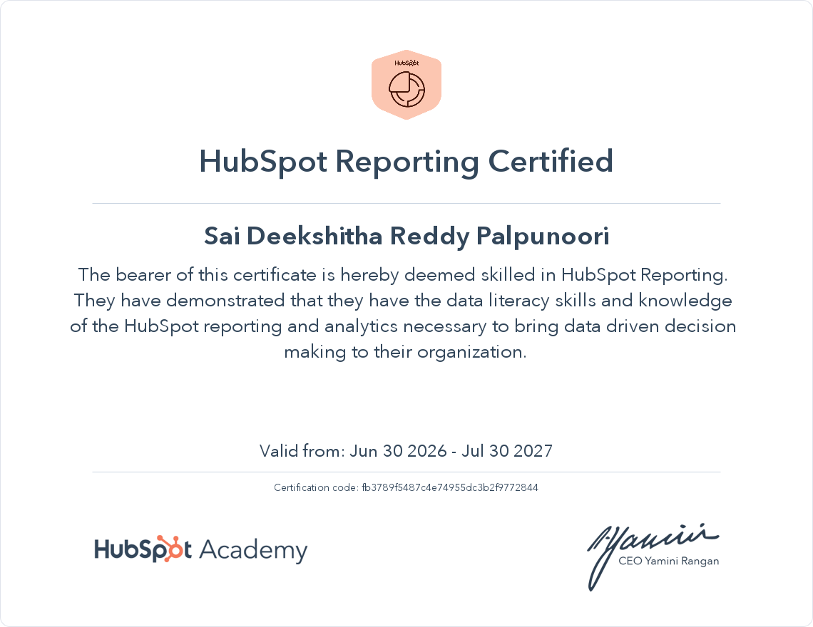HubSpot Reporting Certified